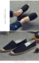 Women Sewing Flax Shoes Slip on Loafers Casual Shoes Man Espadrilles Hemp Canvas Flat Shoes Plus Size Fisherman Driving Footwear - M & M Global