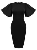 New 2026 Crew Neck Half Sleeve Hips-Wrapped Slim Fit Party Women Midi Dress Autumn Official Dresses For Ladies