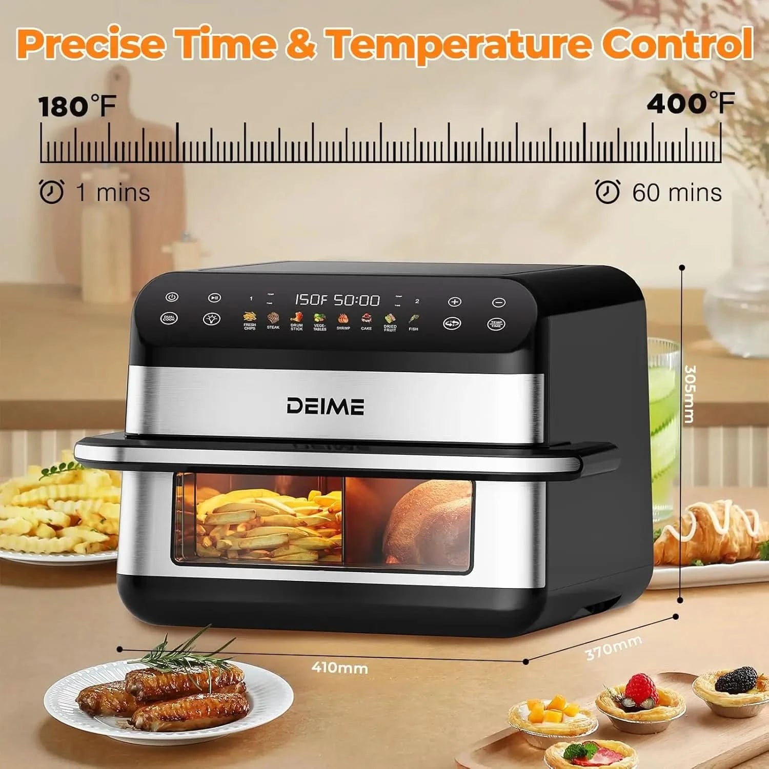 Air Fryer 10.6 QT Oilless 1800W Large Capacity Oven Air Fryers Healthy Cooker with 8 Preset, Large AirFryer for Families Visual - M & M Global