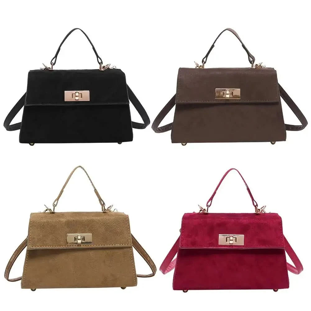 Trendy Suede Shoulder Bag Square Clutch Handbag with Adjustable Strap Satchel Purse Tote Bag for Women Work Shopping Travel - M & M Global