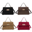 Trendy Suede Shoulder Bag Square Clutch Handbag with Adjustable Strap Satchel Purse Tote Bag for Women Work Shopping Travel - M & M Global