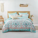 7-Pcs Bohemian print Comforter sets, soft comfort, Bedding Sets, room decor, all-season, Queen/King