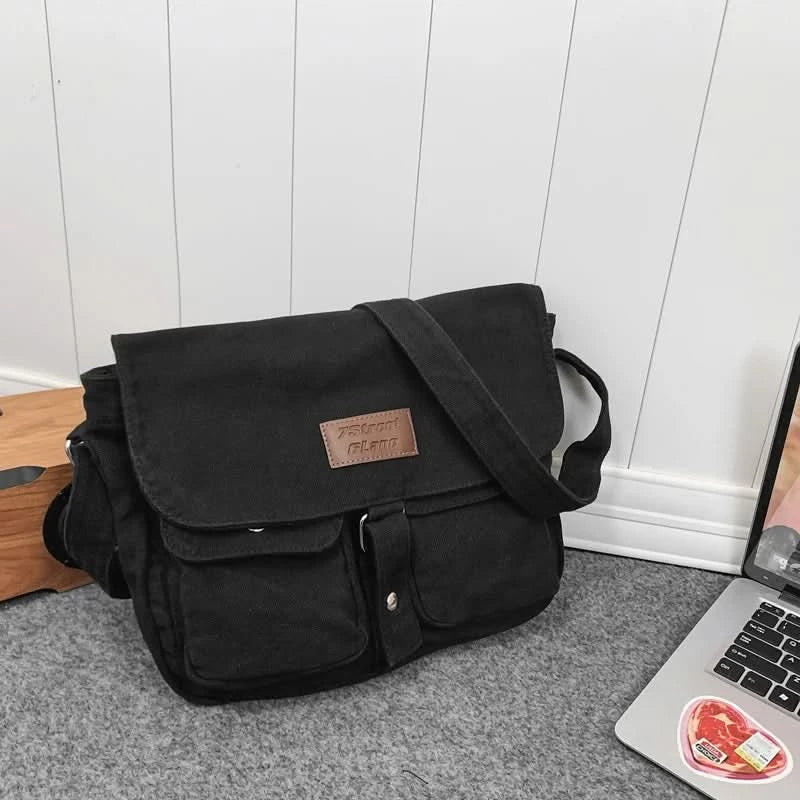 High Quality Canvas Handbag Shoulder Bags Large Capacity Crossbody Bags For Women Simple Casual Messenger Bag Student School Bag - M & M Global