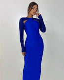 Mozision Hollow Out Sparkle Long Sleeve Maxi Dress For Women Glitter Vestidos Robe New Bodycon Shiny Night Club Party Long Dress - M & M Global