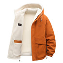 Reversible Winter Lamb  Fleece Hooded Jacket Streetwear Men Women Reversible Cotton Jackets Casual Zipper Thick Warm Coat