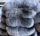 DEAT Fashion Orange Imitation Fox Fur Grass Coat Women's Round Neck Plush Thick Jacket Winter New 7A1578