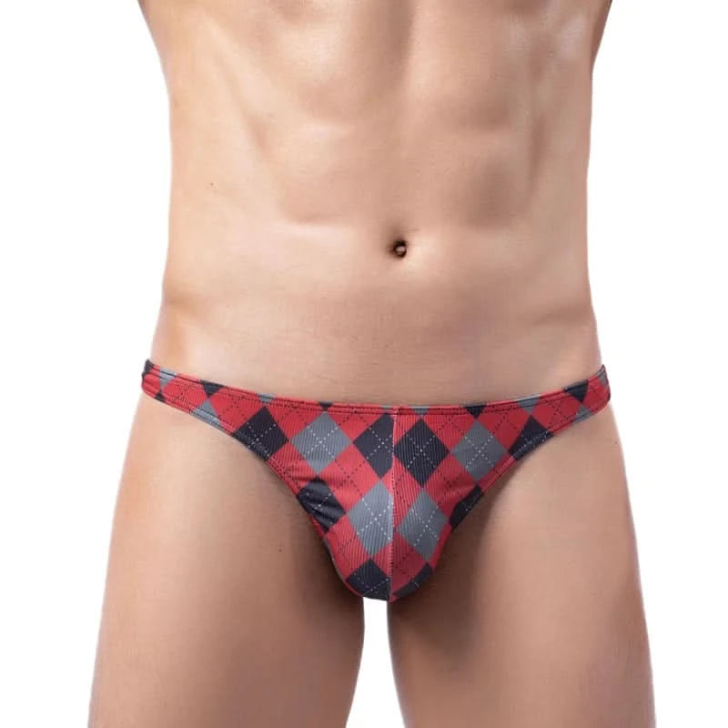 Sexy Underwear Men Briefs Underwear Male Mini Panties Penis Pouch Low Waist Bikini Hombre Lingerie Man Plaid Underpants Cueca - M & M Global