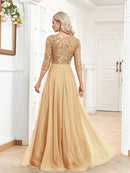 Luxury Floor Length V-Neck Evening Dress 2025 Women Elegant Party Maxi Dress Sequin Short Sleeves Prom Cocktail Gown