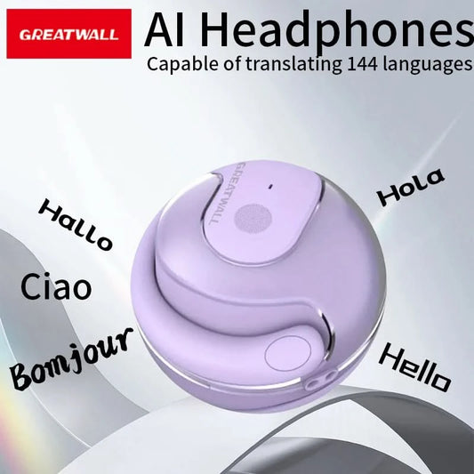 GREATWALL Hanging ear translation headphones, sports high fidelity stereo headphones, can translate 144 languages online