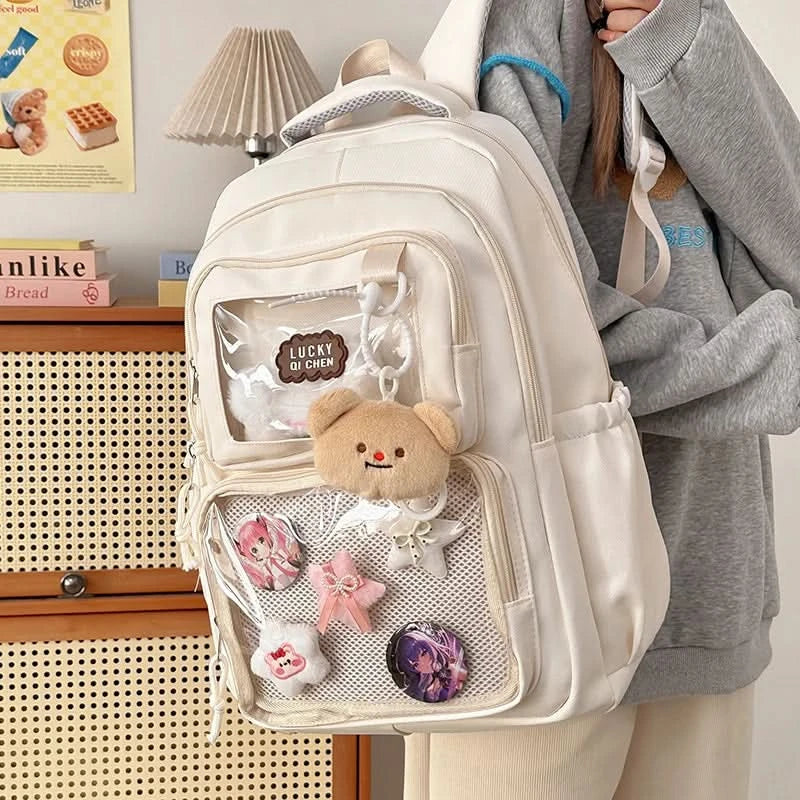 Japanese Style Kawaii Backpack Girls Transparent Ita Bag Women Large Capacity Backpack Fashion School Bag for College Student JK - M & M Global