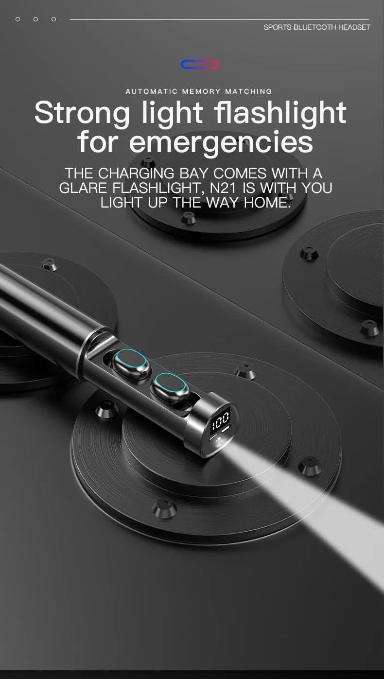 N21 Wireless Earphones Stereo Bass Earbuds LED Digital Display Headphones With Microphone TWS Headsets Lights For Smartphone - M & M Global