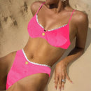Sexy Bikini Set Women's 2 Piece Swimsuit Vintage Lace Edge Bikini Push Up Swimwear 2025 New Chic Simple Beachwear Bathing Suit - M & M Global