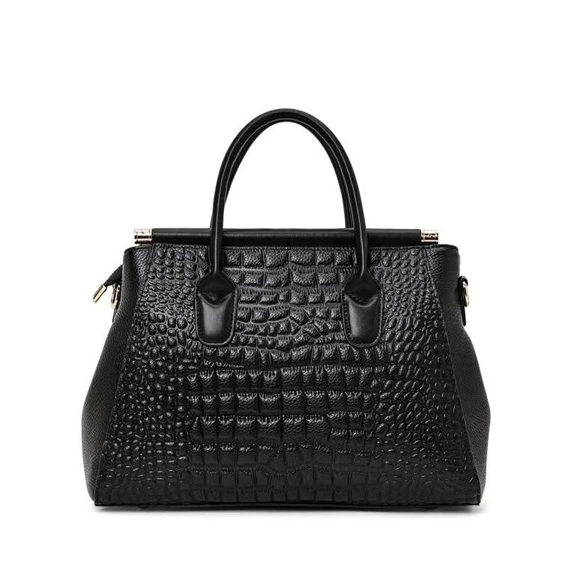 Aidrani Genuine leather women's handbag, fashion crocodile pattern design, high-end luxury cowhide bag large capacity - M & M Global