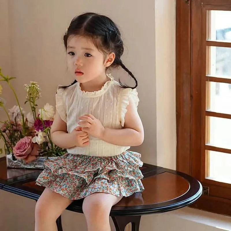 2024 New Girls' Suit Summer Children's Dress Baby Girl Fashionable Children's Top+Skirt Two-Piece Set - M & M Global