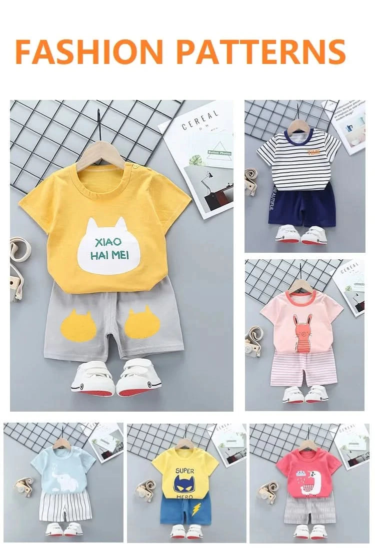 2PCS Children's Sets mother Kids Clothes Boys Girl T-shirt Shorts Summer Cotton Short sleeve Baby Children Clothing Toddler Suit - M & M Global