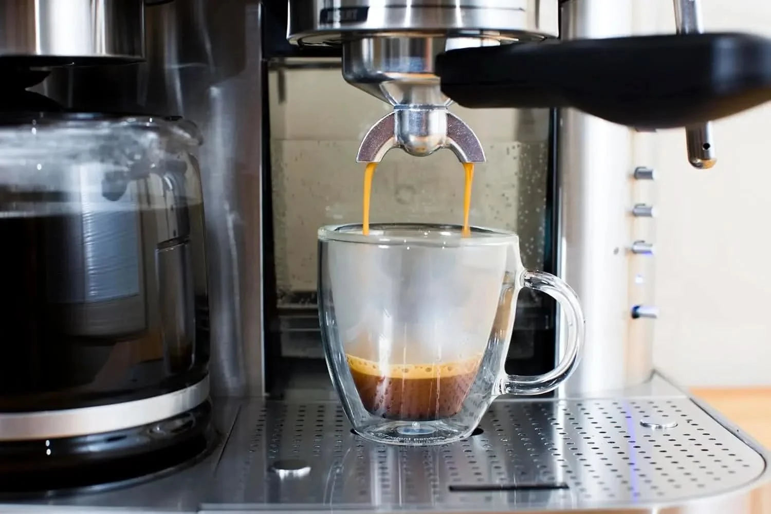 Combination Stainless Steel Espresso + Coffee Maker, 10 cups - M & M Global