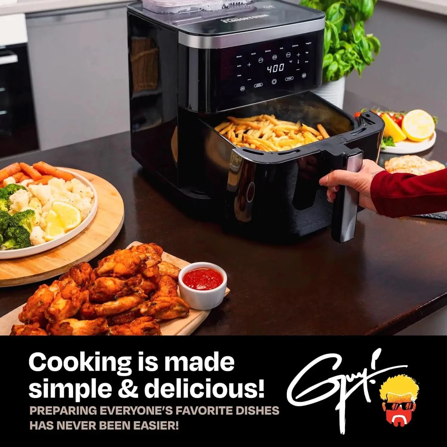 6.5 Quart Steam Air Fryer with Moisture Lock Technology – Programmable Steamer and Air Fryer Combination, Temperature Control, 1 - M & M Global