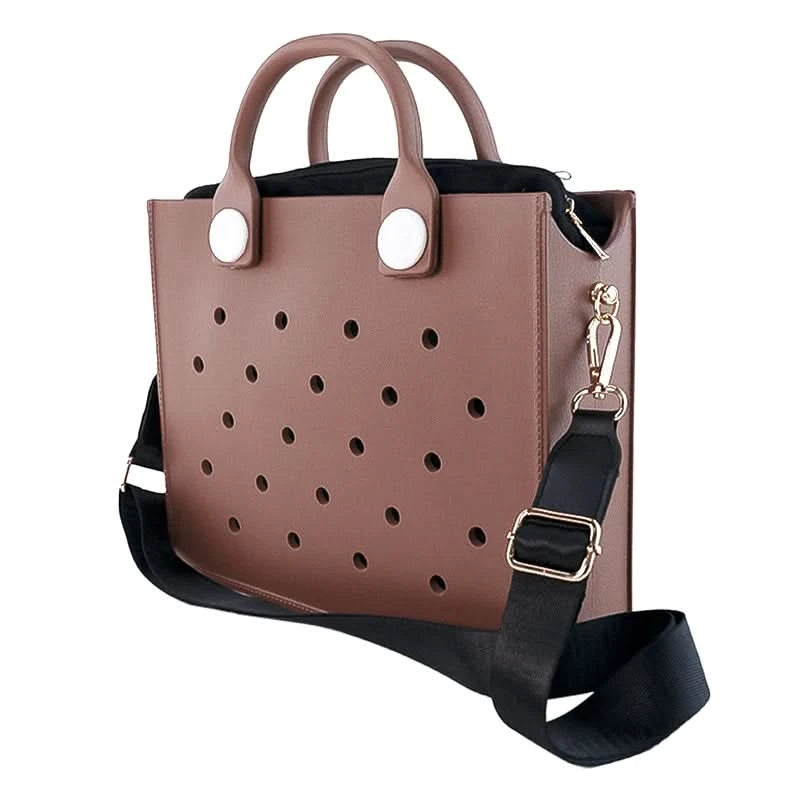 The orange guy Purple Women Fashion New EVA Punched Handbag Casual Waterproof Travel Tote Bag Fit Charms Outdoor Beach Bags - M & M Global
