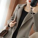 Plus Size Women's Long Sleeve Woolen Coat Pure Color Slim Fit Midi Length Spring New Style Compact Size Versatile Quality Pol...