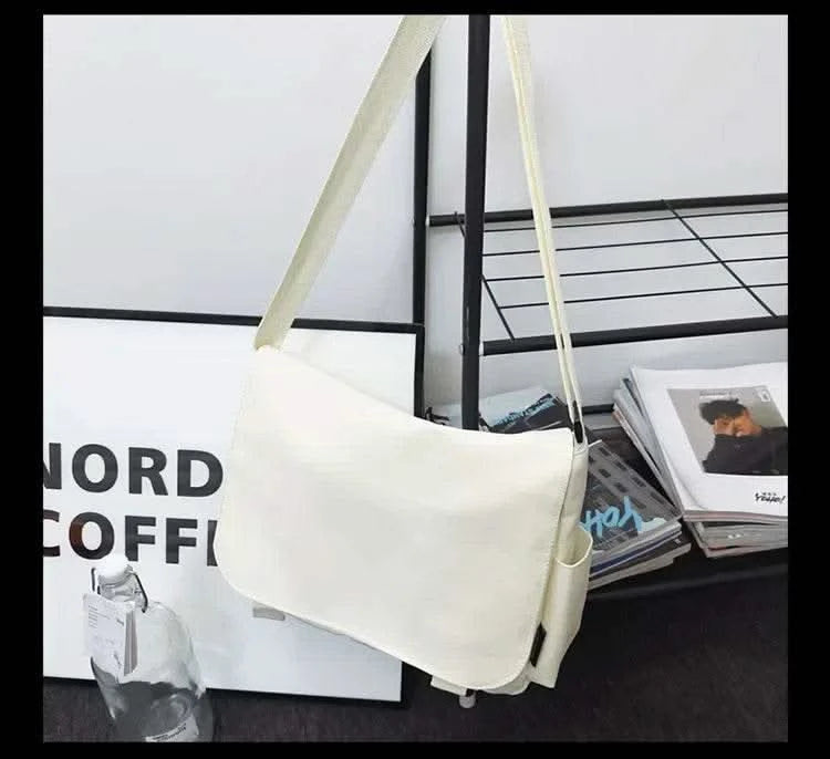 Collage Student School Bags Women&Men Unisex Crossbody Bags Multipockets Messenger Bag Simple Nylon Shoulder Bag - M & M Global