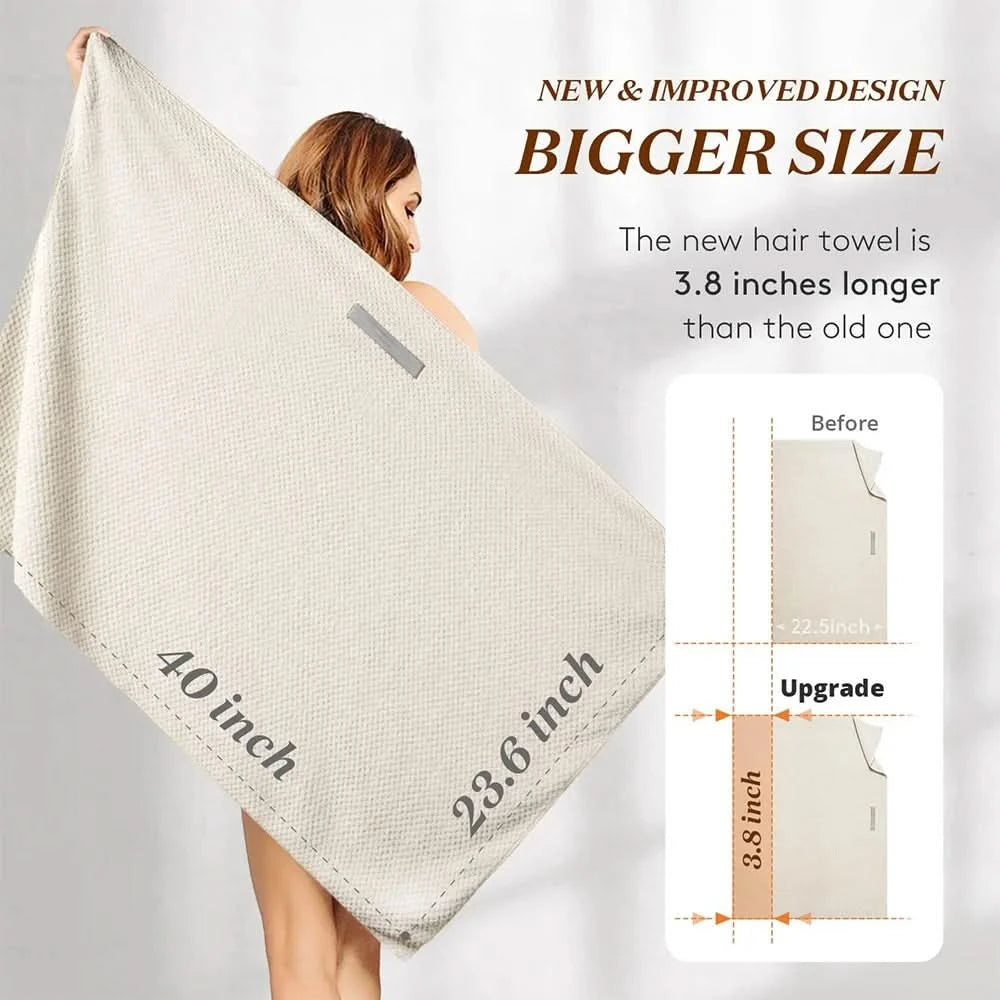 Microfiber Hair Towel Extra Large Wrap Quick Dry Hair Towel Wrap With Elastic Band , Ultra Absorbent Soft Hair Towel Wrap Turban - M & M Global