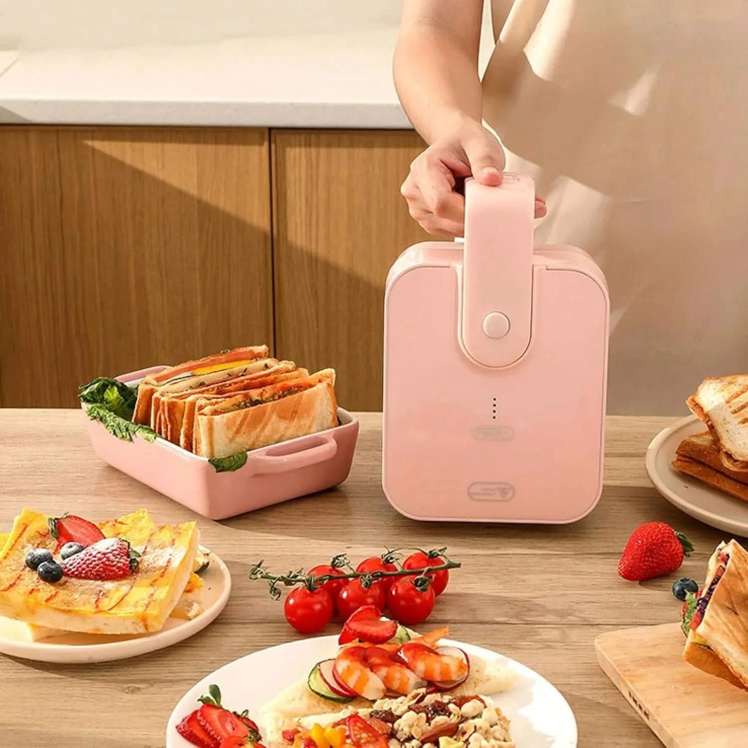 Small Sandwich Maker,220V Electric Sandwich Maker ，Waffle Maker Toaster Baking Multifunctional Breakfast Machine， Pancake Sandwi - M & M Global