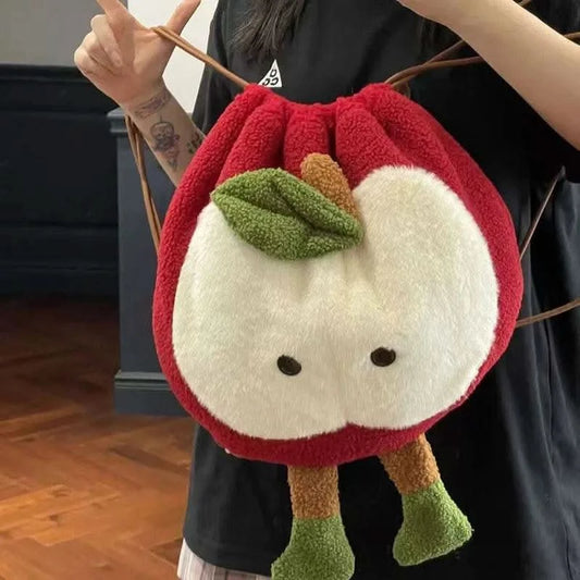 Anime Love and Deepspace Caleb Cosplay Fluffy Apple Drawstring Backpack Cartoon Shoulders Bag Large Capacity Knapsack Xmas Gift - M & M Global