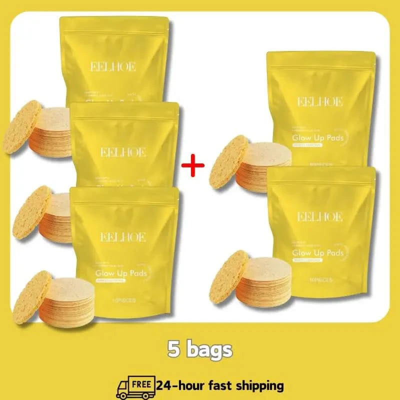 Turmeric Kojic Acid Cleansing Pads Exfoliating Pads Facial Sponges Removes Dirt Cleansing Exfoliating Daily Cleansing Skin Care - M & M Global