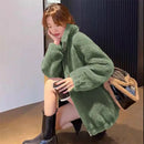 Fashion Women Winter Warm Double Coral Fleece Overcoat Solid Soft Plush Stand Collar Coats Ladies Long Sleeved Zipper Outerwears