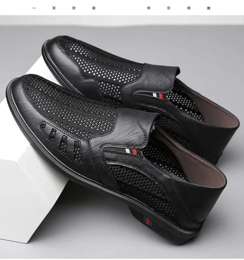 Business Leather Shoes For Men Summer British Style Hight Quality Casual White Leather Shoes Male Slip On Men Loafer Comfortable - M & M Global