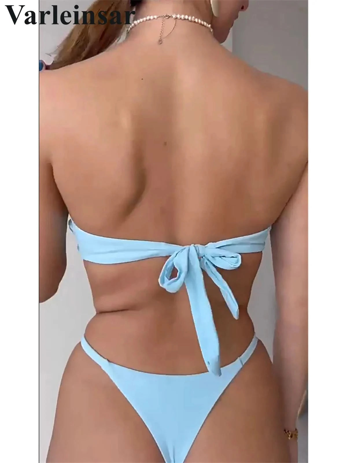 New Metal Star Bandeau High Cut Thong Bikini Women Swimwear Female Swimsuit Two-pieces Bikini set Bather Bathing Suit Swim V6422 - M & M Global