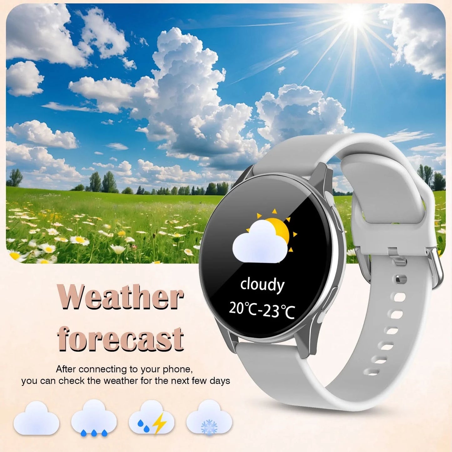 Smart watch, call reminder/rejection, multi-sport mode, message reminder, music playback, suitable for men and women