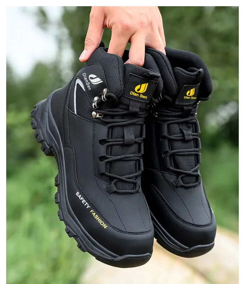 Mens Safety Shoes With Steel Toe Waterproof Boots Puncture Proof Anti-smash Mens Outdoor Work Sneakers Construction Work Shoes