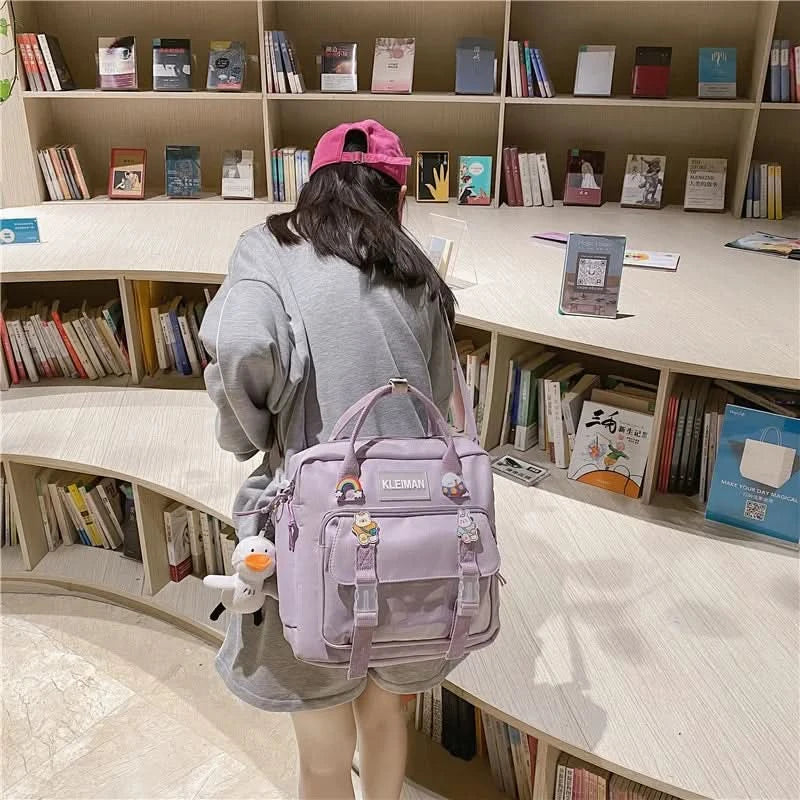 Japanese high-capacity single-shouldered slouch bag for schoolgirls, carry-on canvas messenger bag, Japan and South Korea - M & M Global