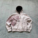 Y2K New American Fashion Trend Joker Pattern Printed Fur Collar Zipper Hoodie Women Street Casual Loose Fleece Padded Sweatshirt