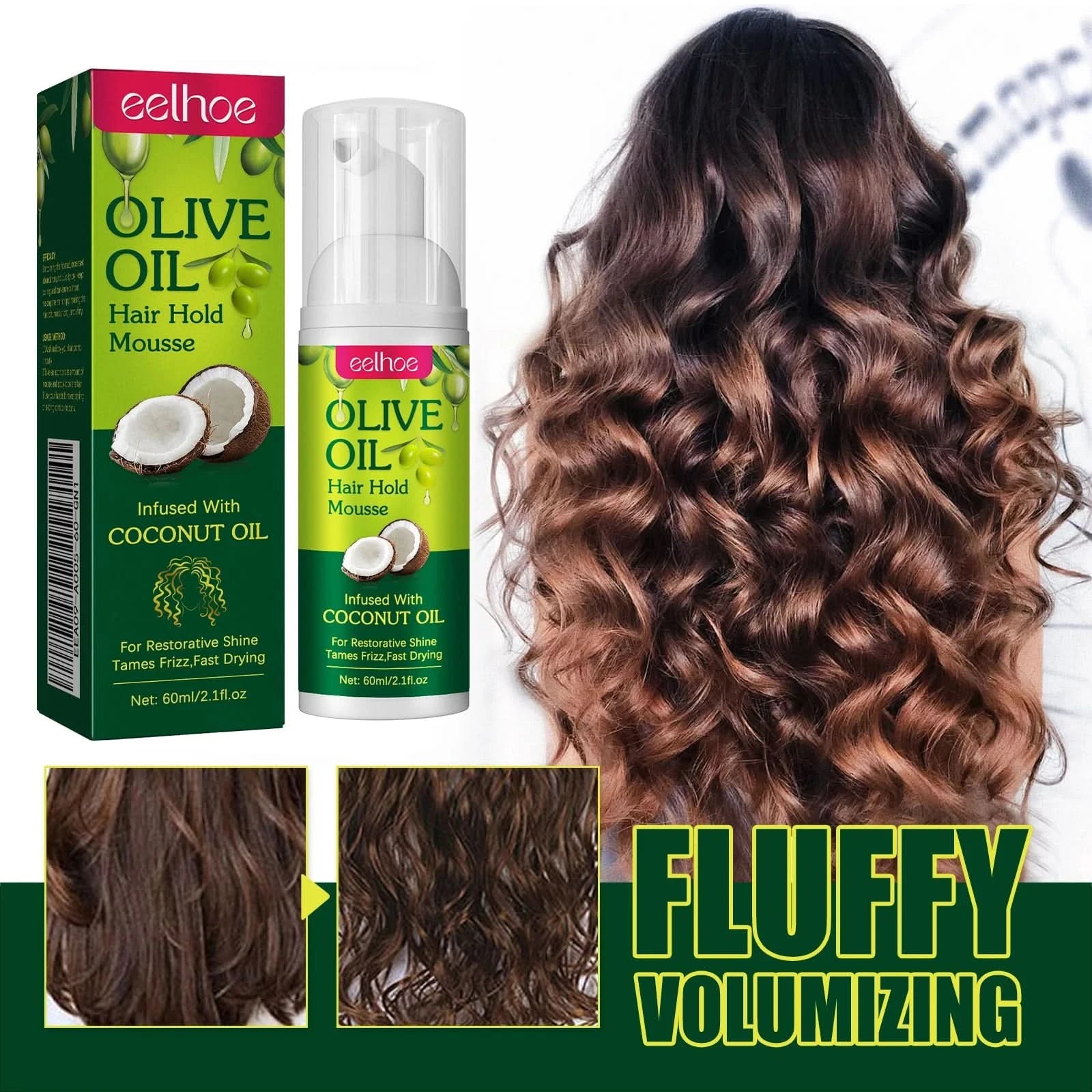 Olive Oil Hair Hold Mousse Anti Frizz Lasting Nourishing Natural Hair Wave Curl Fluffy Hairspray Hair Hold Spray for Hairstyle - M & M Global