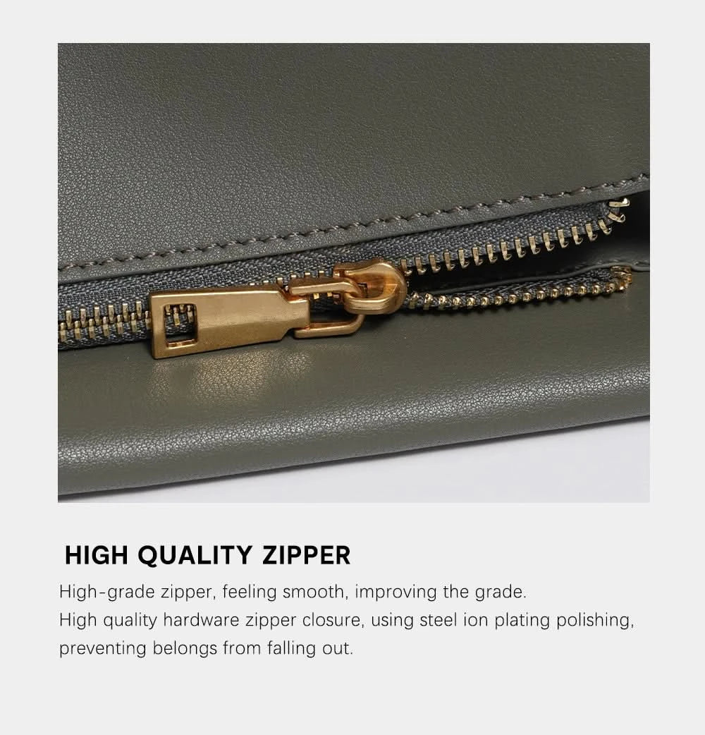 Zency Women's Messenger Bag Soft Genuine Leather Crossbody Bag Satchel Large Capacity Pockets Designer Dark Green Handbag - M & M Global