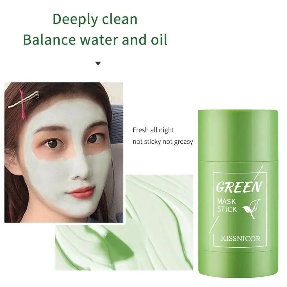 Face Clean Mask Green Tea Cleansing Stick Mask Shrink pores Deep Blackhead Remover facial Cleansing Moisturizing Mask 40g - M & M Global