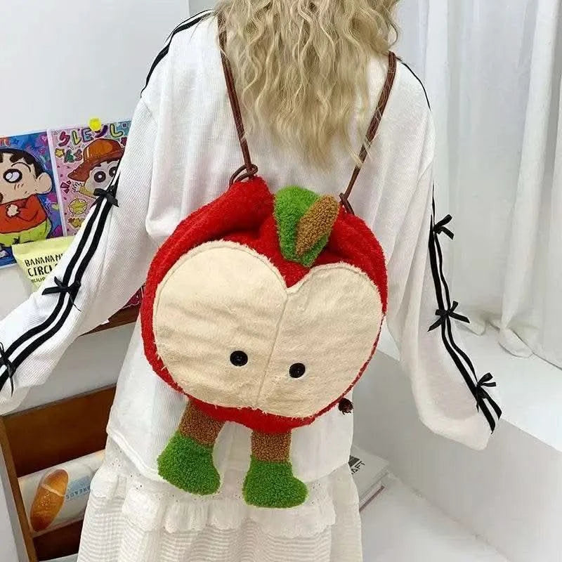 Anime Love and Deepspace Caleb Cosplay Fluffy Apple Drawstring Backpack Cartoon Shoulders Bag Large Capacity Knapsack Xmas Gift - M & M Global