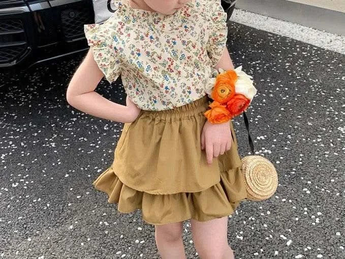 2024 New Girls' Suit Summer Children's Dress Baby Girl Fashionable Children's Top+Skirt Two-Piece Set - M & M Global
