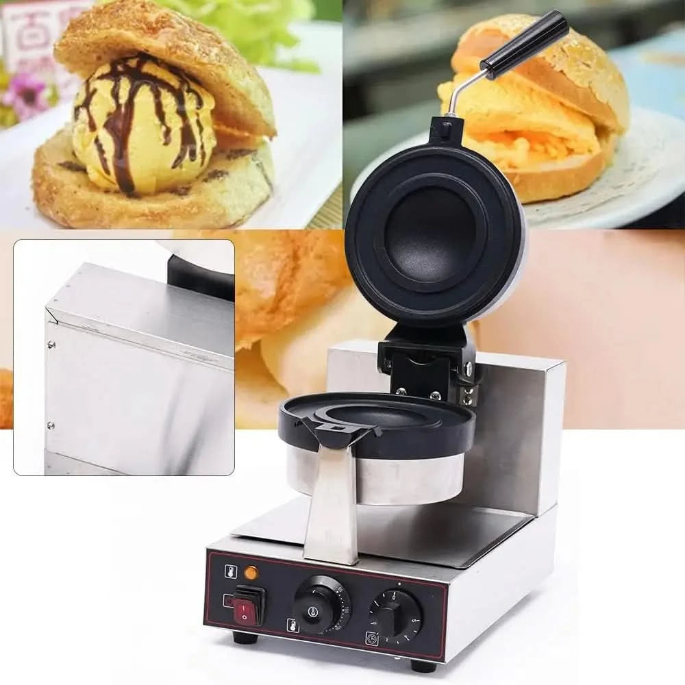 Burger Waffle Maker,110V Panini Press Machine,Time & Temp Control Burger Waffle Machine for Breakfast,Home Use Burger Making Mac - M & M Global