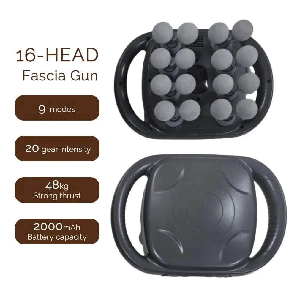 16 Massage Heads Massage Gun Wireless Fascia Gun High Frequency Vibration Back Waist Massager Massager Neck Shoulder Masajeador - M & M Global