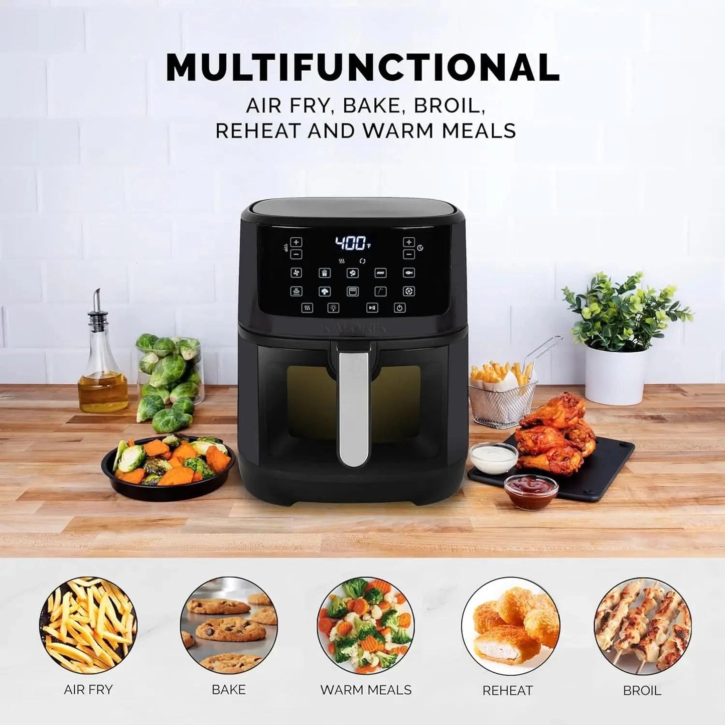 7 Quart Touchscreen Air Fryer with Window, Black (FT 52324 BK) - M & M Global