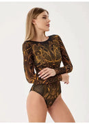 2025 Fashion Sexy Swimsuit 3d Digital Printing Women's Swimsuit Bikini Suit Long Sleeve Sun Protection Surfing Swimsuit Bathing - M & M Global