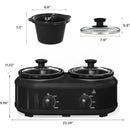 Double Slow Cooker with Two 1.25 QT Portable Dual Crock Pots for Home and Outdoor Use Ideal for Buffet Servers and Food Warmers