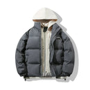 New Men's Winter Thickened Cotton Coat Fake Two-piece Fashion Brand Winter Cotton Coat New Loose Warm Hooded Cold Jacket