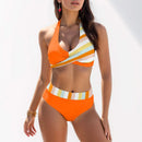 Sexy Printrd Bikini 2024 Swimsuit For Women Push Up Halter Neck Bikini Set High Waist Brazilian Bathing Suit Female Beach Wear - M & M Global