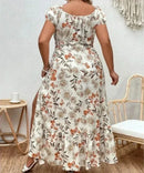 Plus Size Women 1XL-5XL  Suitable for Outdoor Flower Casual Long Party Dress Women Fashion Print Loose Summer Dress - M & M Global