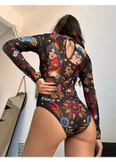 2025 Fashion Sexy Swimsuit 3d Digital Printing Women's Swimsuit Bikini Suit Long Sleeve Sun Protection Surfing Swimsuit Bathing - M & M Global