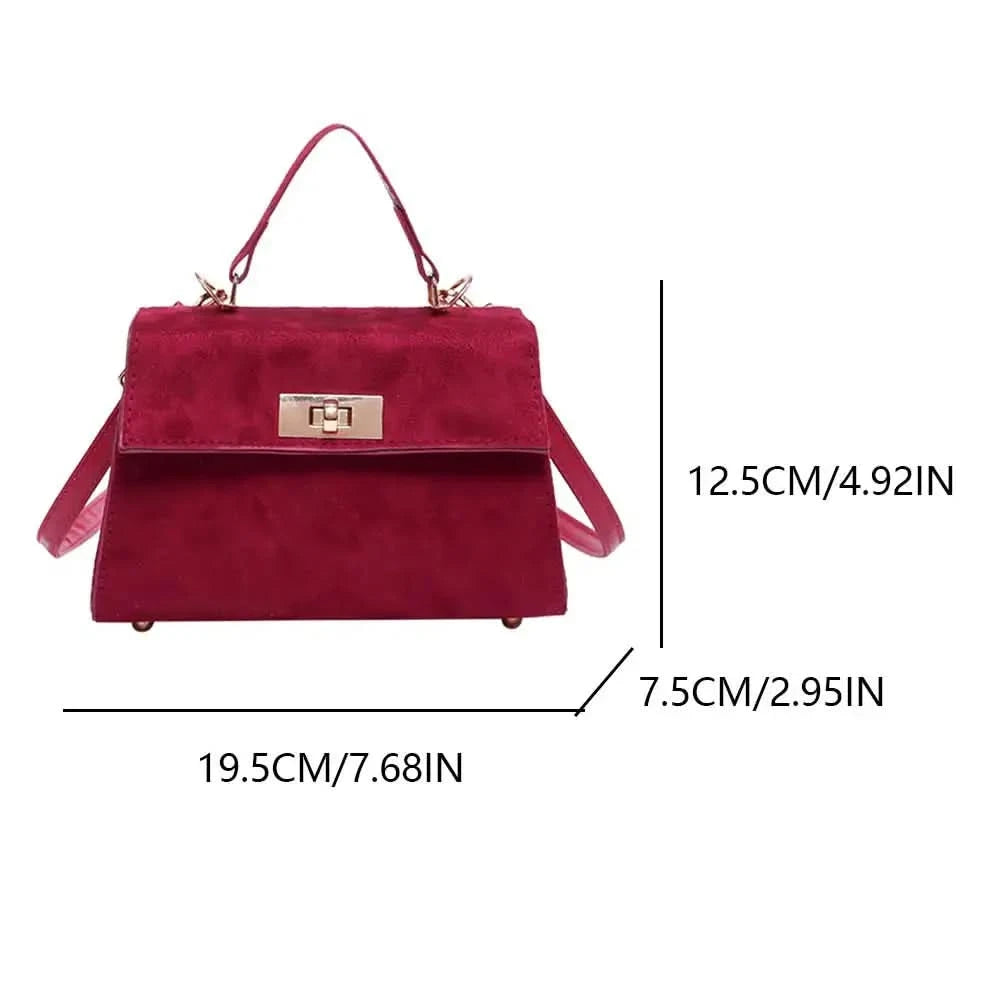 Trendy Suede Shoulder Bag Square Clutch Handbag with Adjustable Strap Satchel Purse Tote Bag for Women Work Shopping Travel - M & M Global